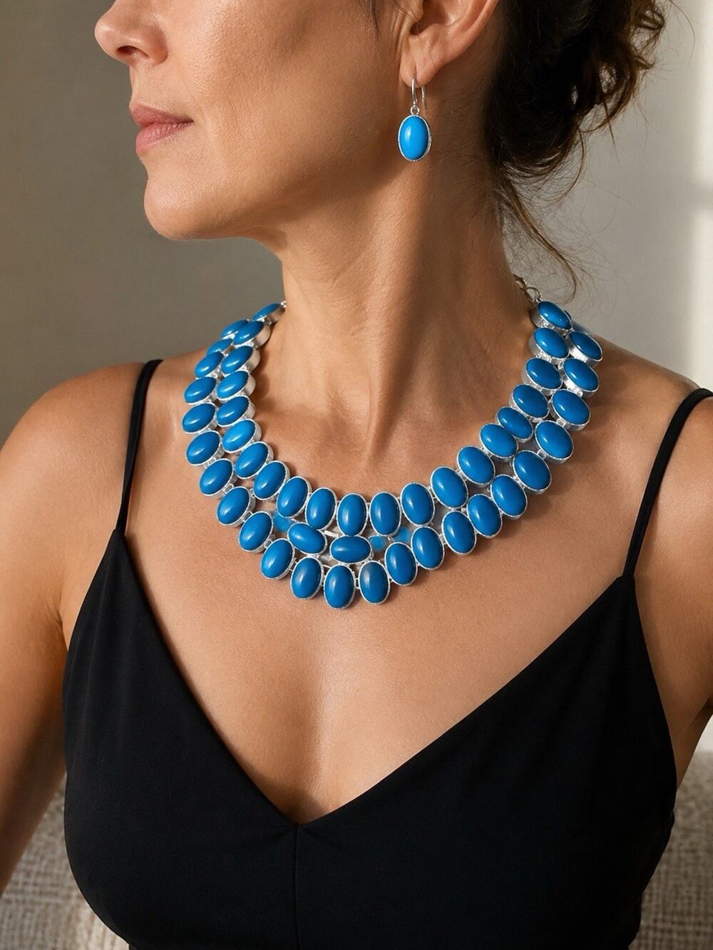 Faux Turquoise Bib Necklace
